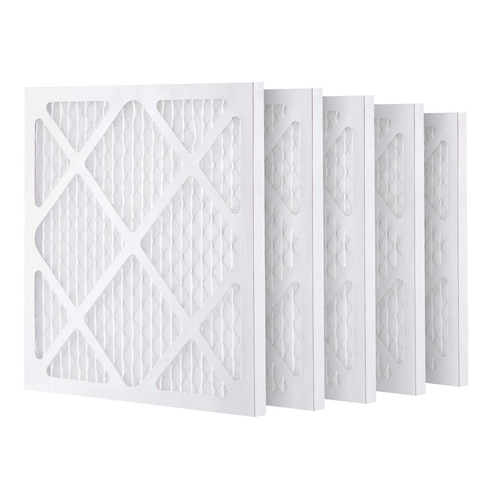 Front. VEVOR - Protective Pre Filters, 5 Pack, 15.75'' x 15.75'' Air Filter Replacement, High-efficient Stage 1 Filters - White.