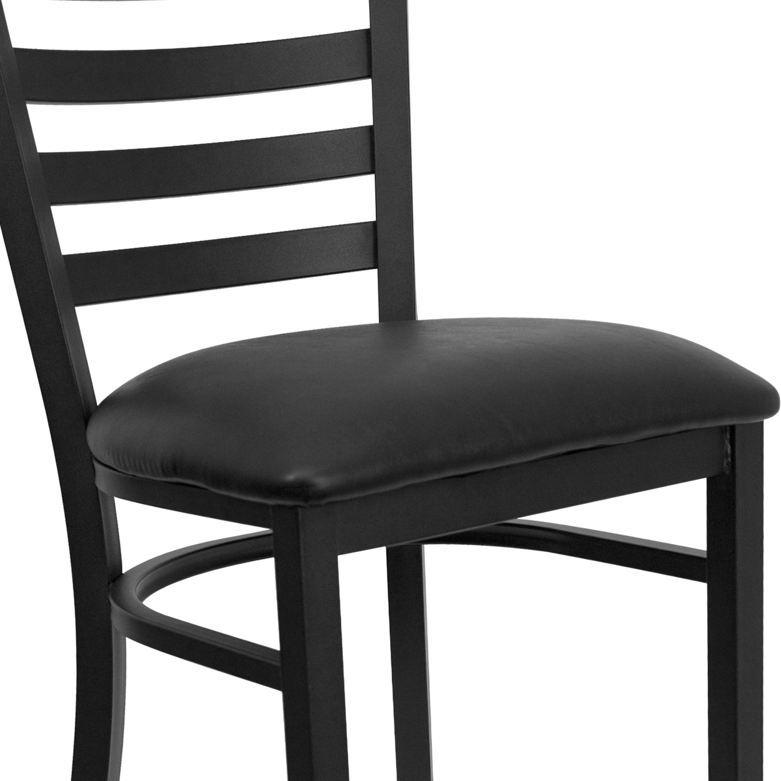Alt View 17. Alamont Home - Hercules Black Ladder Back Metal Restaurant Barstool - Black Vinyl Seat - Black Vinyl Seat/Black Metal Frame.