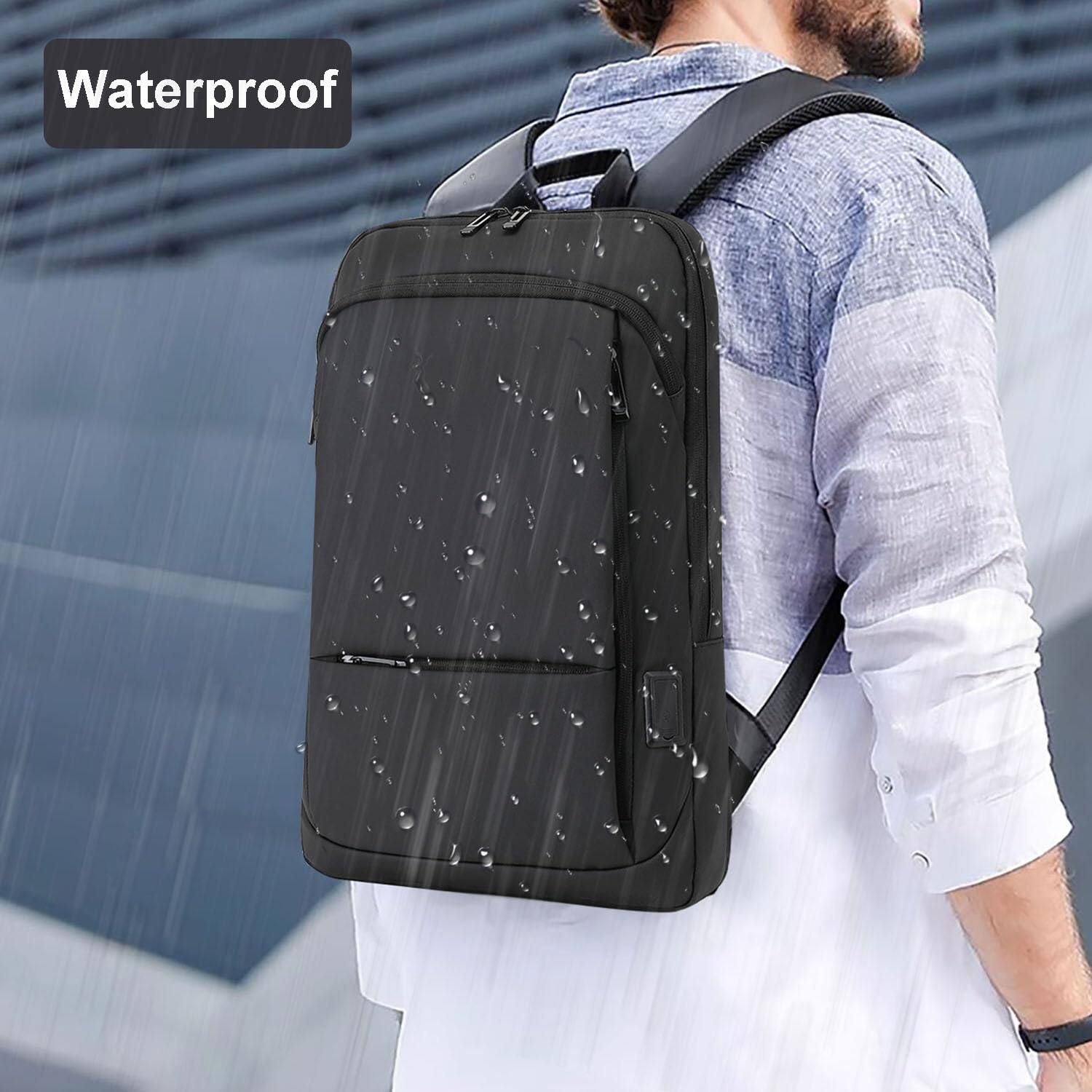 Left. Live At Space - Business Slim Backpack For Men Women 15 6 Inch Water Resistant Laptop With Usb Computer Notebooks Lightweight Small - 1505 Black.