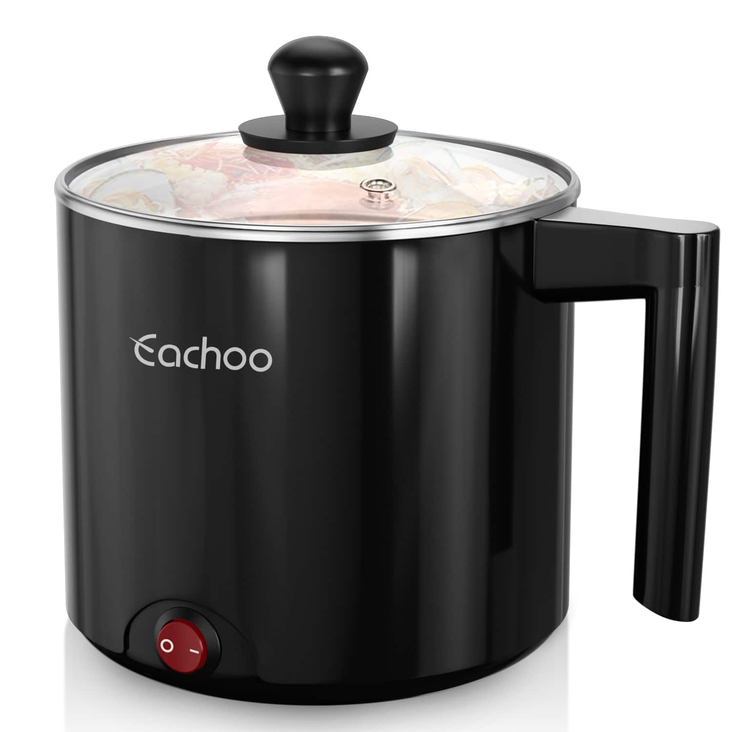 KEINVE - Electric Hot Pot, 1.5 L Ramen Cooker, Mini Portable Multi-Functional Lazy Pot Non-Stick Noodle Cooker - Black