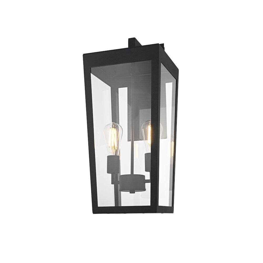 Left. Elegant Lighting - William 10 Inch Outdoor Wall Sconce In Black - Black.