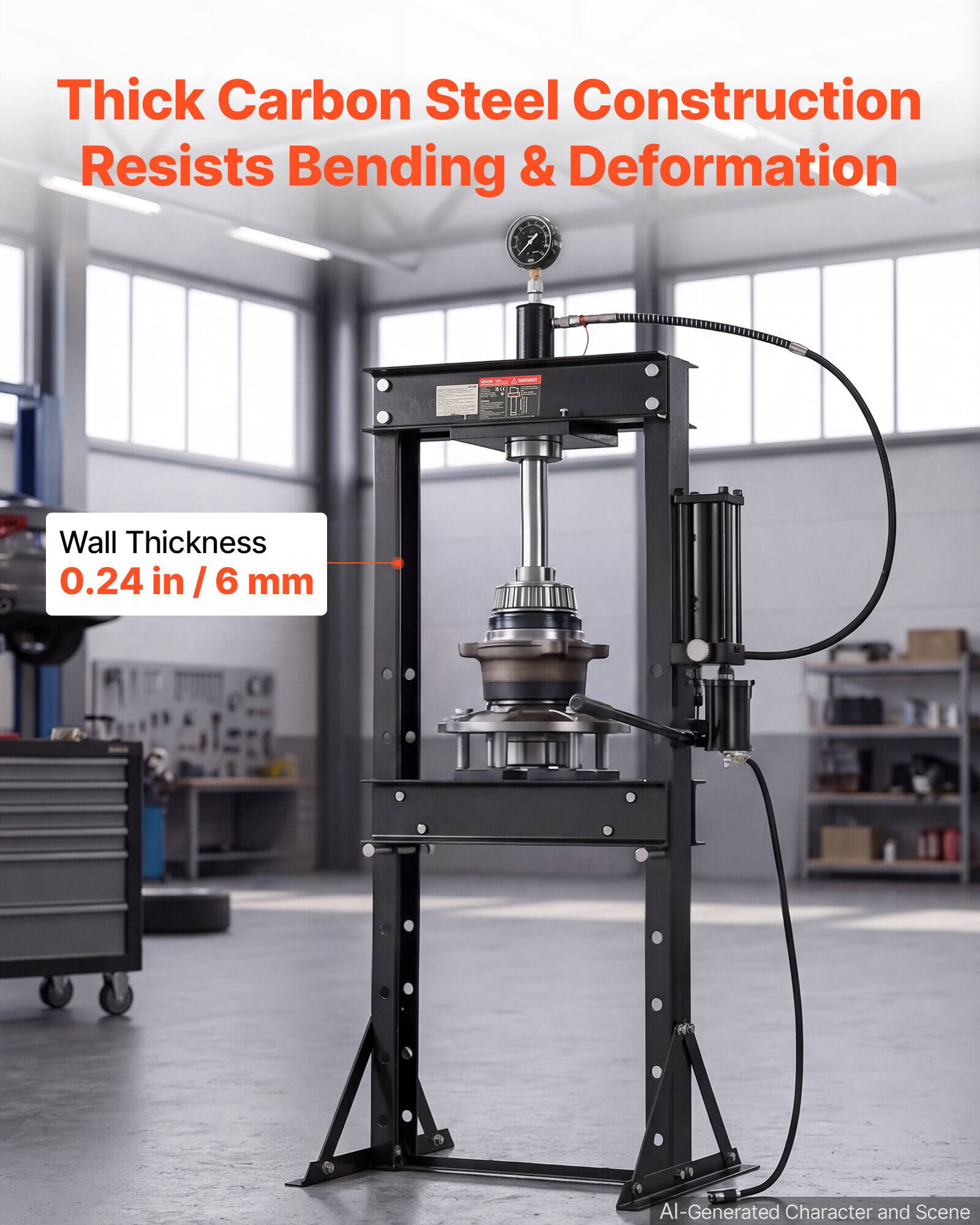 Thick Carbon Steel Construction Resists Bending & Deformation

Wall Thickness 0.24 in / 6 mm

AI-Generated Character and Scene