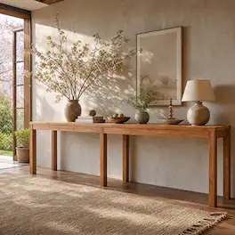 Tribesigns - 95 Inch Solid Wood Console Table, Extra Long Entryway Table - Rustic Brown