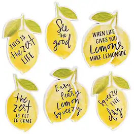 BreeBe - *6/Set Lemon Sayings Magnets - Yellow, Green