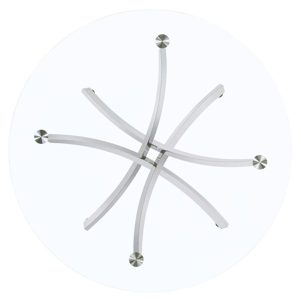 Alt View 2. Coaster Co. of America - Beckham Round 46-inch Glass Top Dining Table Chrome - Silver.