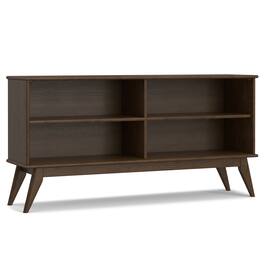 Simpli Home - Draper 30 inch Tall Solid Wood Mid Century Low Bookcase - Walnut Brown