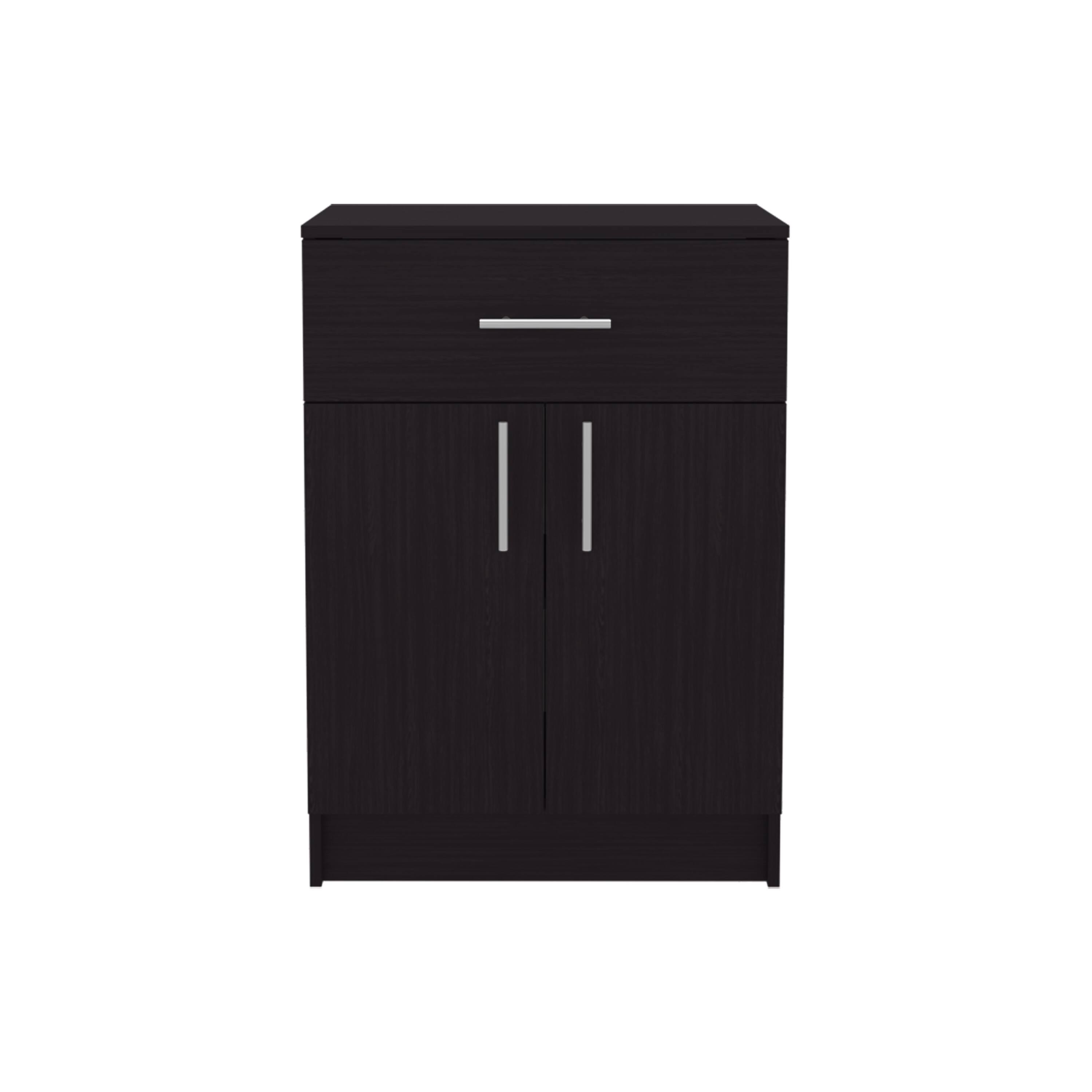 Alt View 2. Spaco - Spaco Foldable Pantry Cabinet with Drawer and Two Shelves, Wide Top Surface for Kitchen Storage, Compact for Pots Pans - Black.