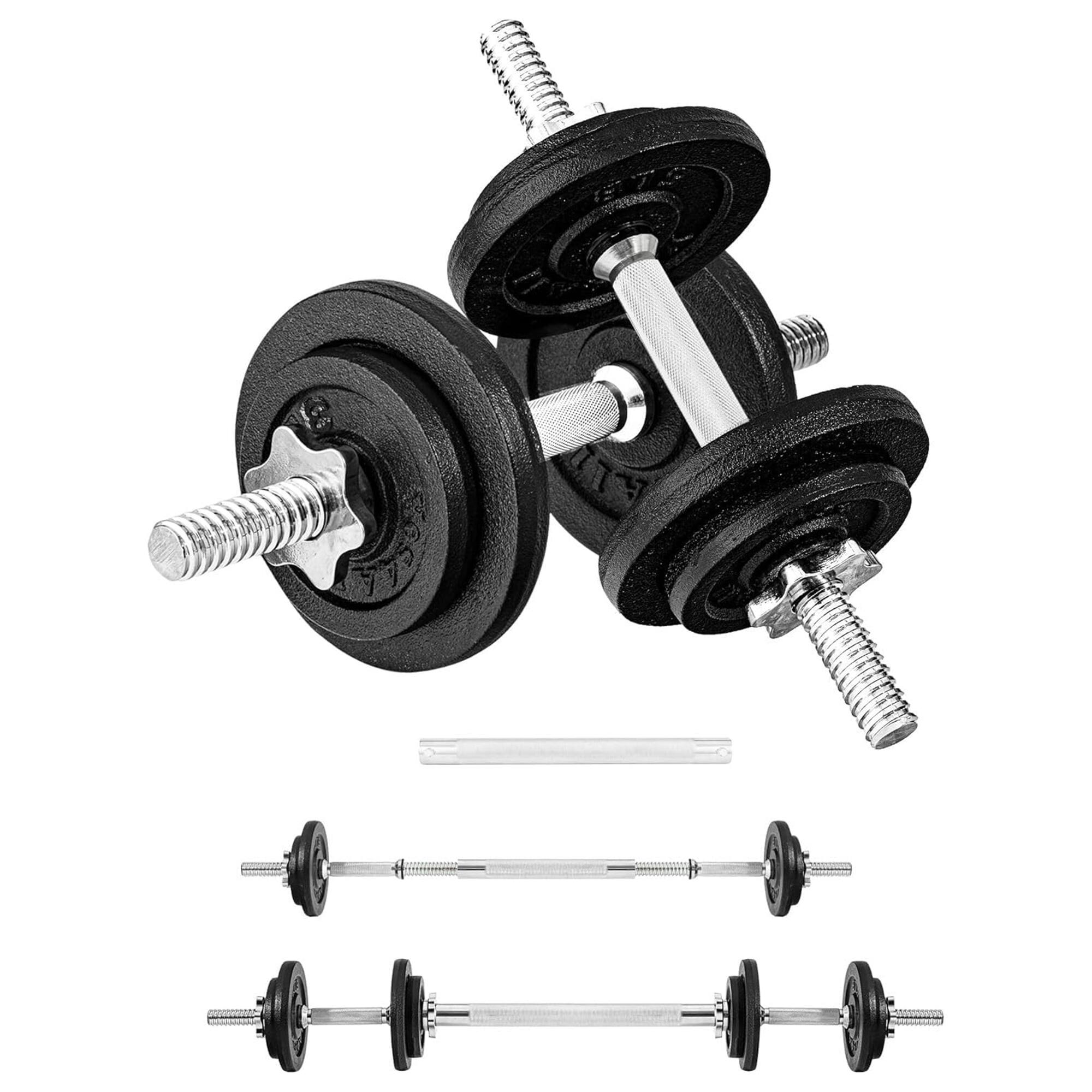 Front. Yes4All - Yes4All Adjustable Dumbbell Set with Weight Plates, Collars, & Connector, 40lbs - Black.