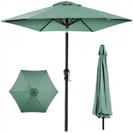 Best Choice Products - 10ft Outdoor Steel Market Patio Umbrella w/ Crank, Tilt Push Button, 6 Ribs - Seaglass