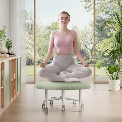 Front. Pinmoco - Pinmoco - Upholstered Office Chair Adjustable Height Ergonomic Office Chair with Lumbar Support and Wheels - Teddy Green.