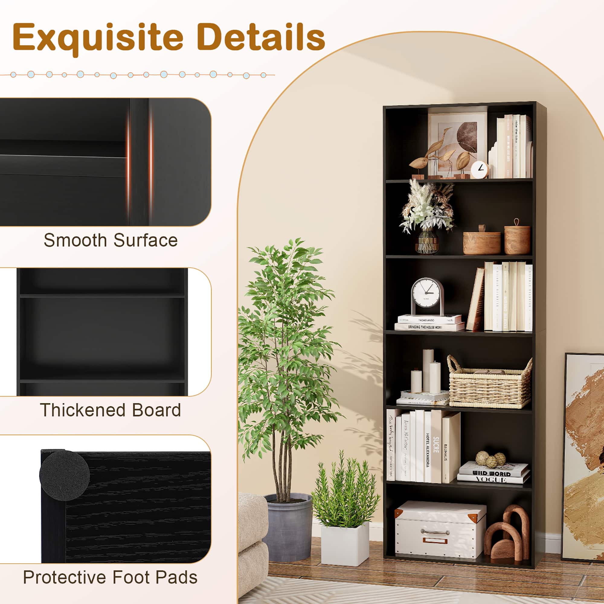 Gymax 2PCS 70'' all 6 Tier Bookcase w/ 6 Open Shelves Anti