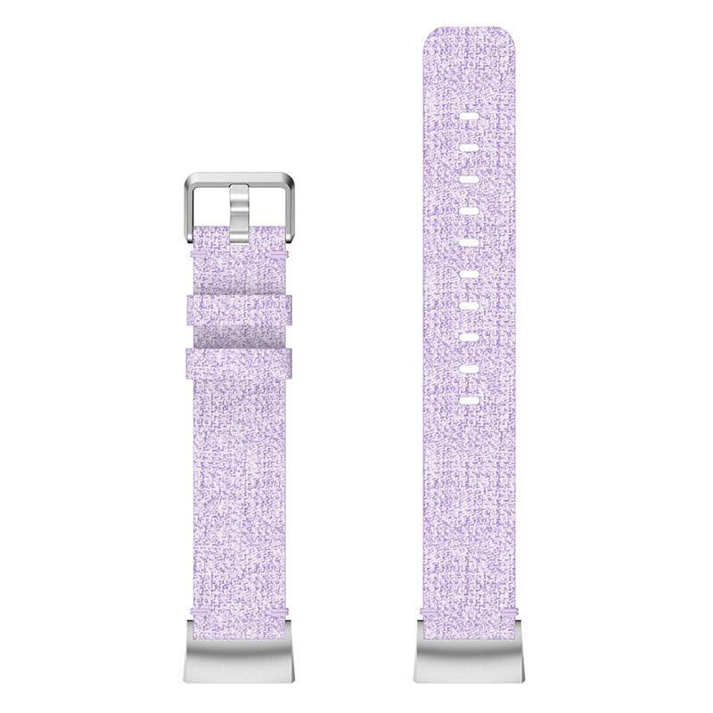Left. StrapsCo - Everyday Canvas Strap Nylon Watch Band For Fitbit Charge 6 - Lilac.