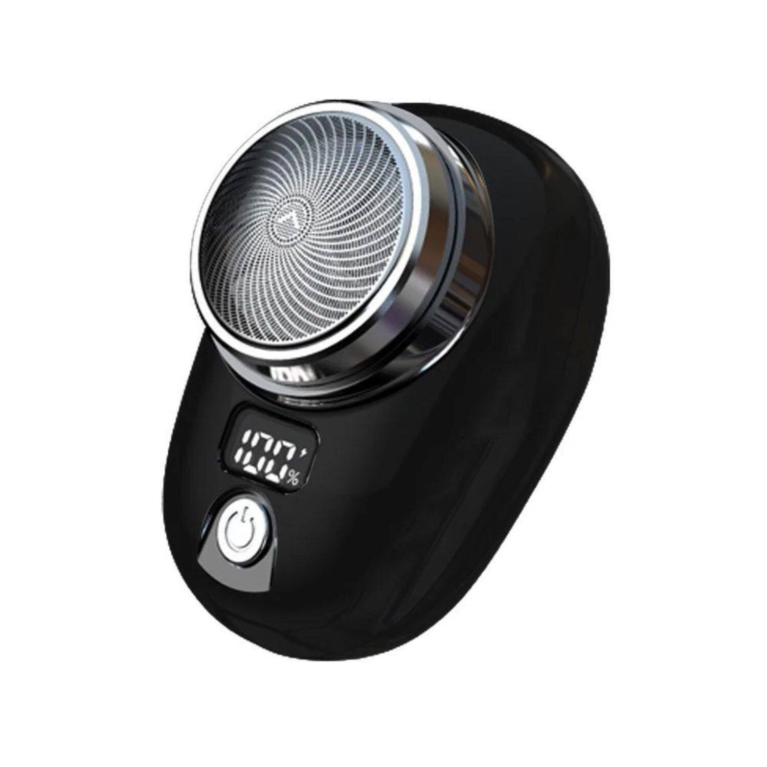 Front. Stock Preferred - Mini USB Rechargeable Electric Shaver for Men – Portable 360° Floating Blade Travel Razor - Black.