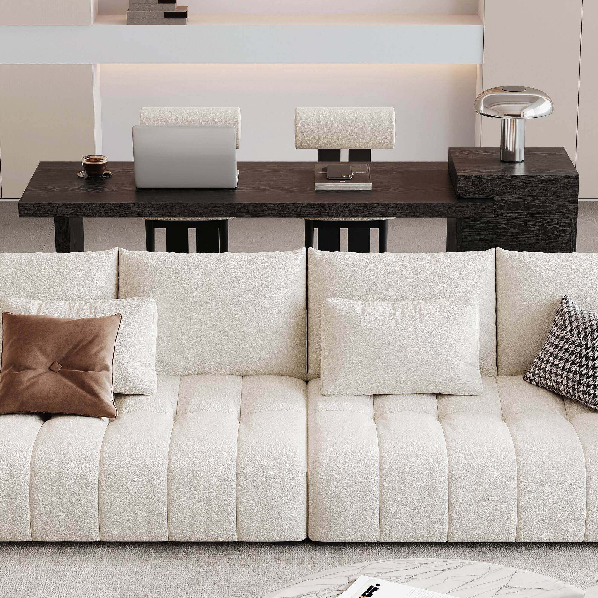 Alt View 4. Loheer - Loheer- Black Console Table 5.6ft Long Sofa Table Two Tier Storage Shelves for Entryway Living Room - Black.