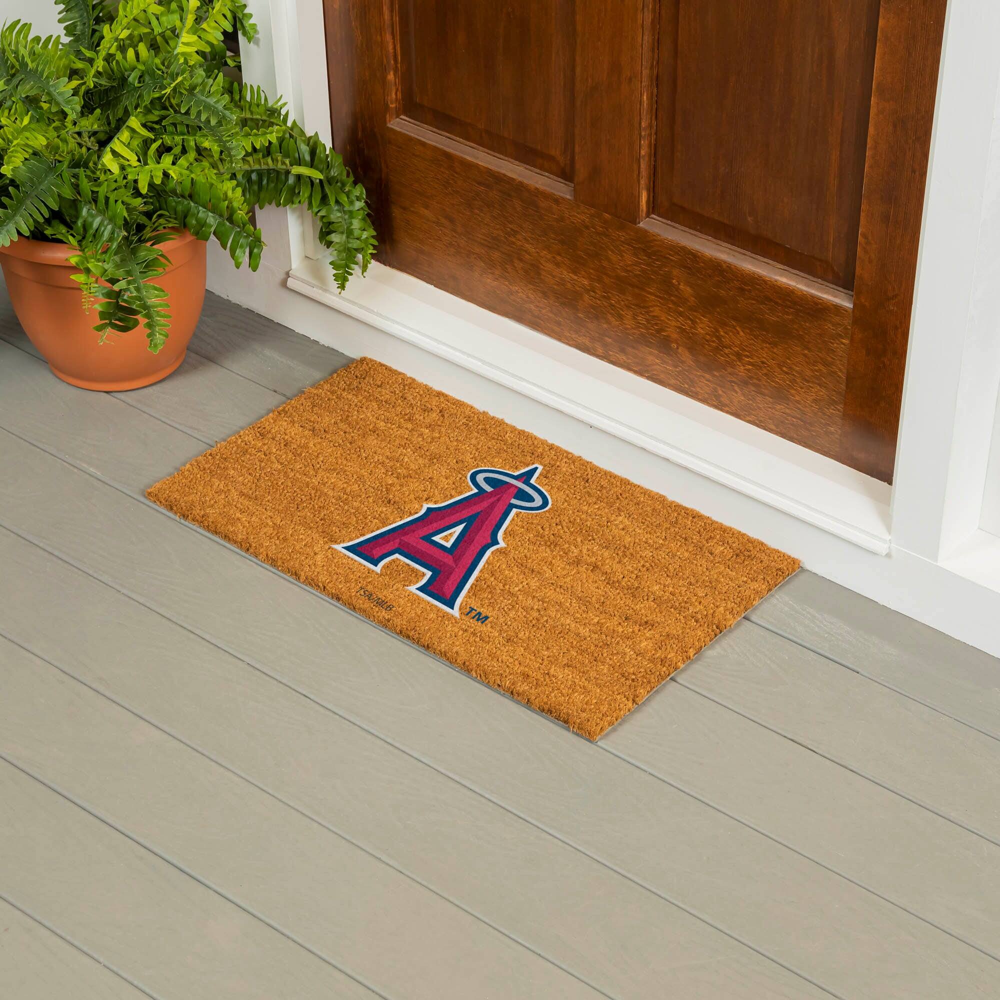 Alt View 1. Evergreen Enterprises - Los Angeles Angels 28" x 16" Primary Logo Coir Mat - Multicolor.
