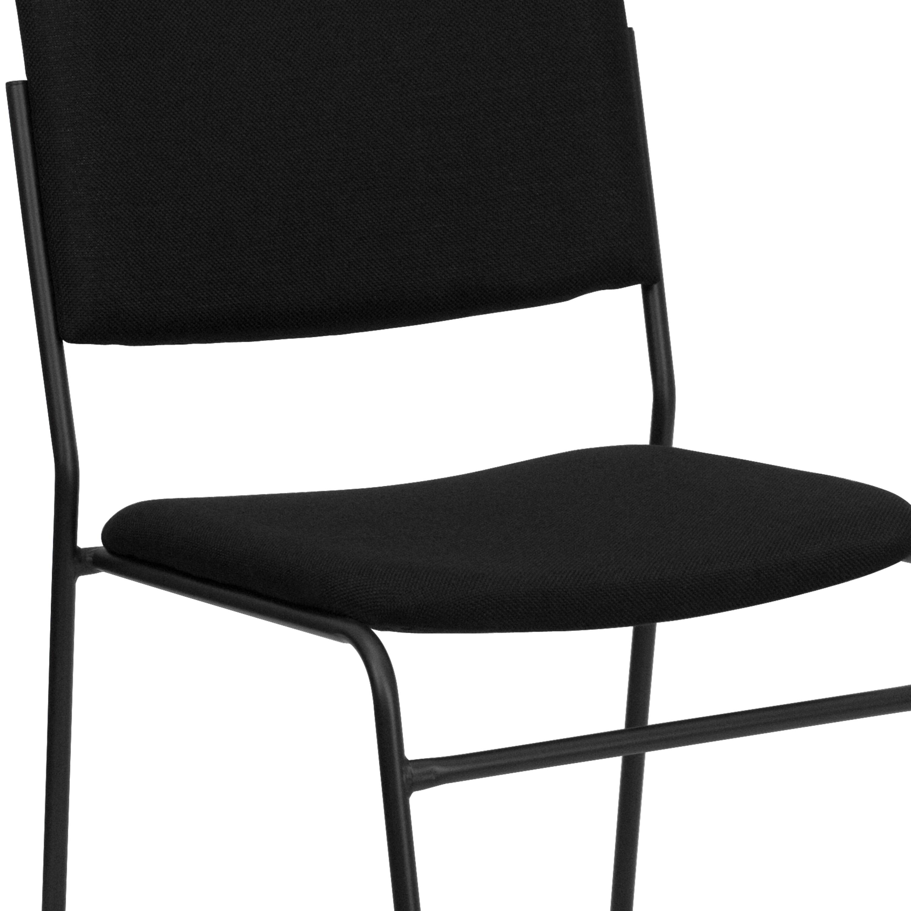 Alt View 9. Emma + Oliver - 500 lb. Capacity High Density Stacking Chair with Sled Base - Black Fabric/Black Frame.