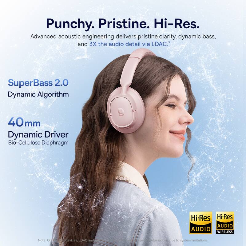 Punchy. Pristine. Hi-Res.

Advanced acoustic engineering delivers pristine clarity, dynamic bass, and 3X the audio detail via LDAC.

SuperBass 2.0 Dynamic Algorithm

40mm Dynamic Driver Bio-Cellulose Diaphragm

Hi-Res AUDIO

Hi-Res AUDIO WIRELESS

Note: On certain devices, LDAC and Soctultaneous use is not possible due to system limitations.