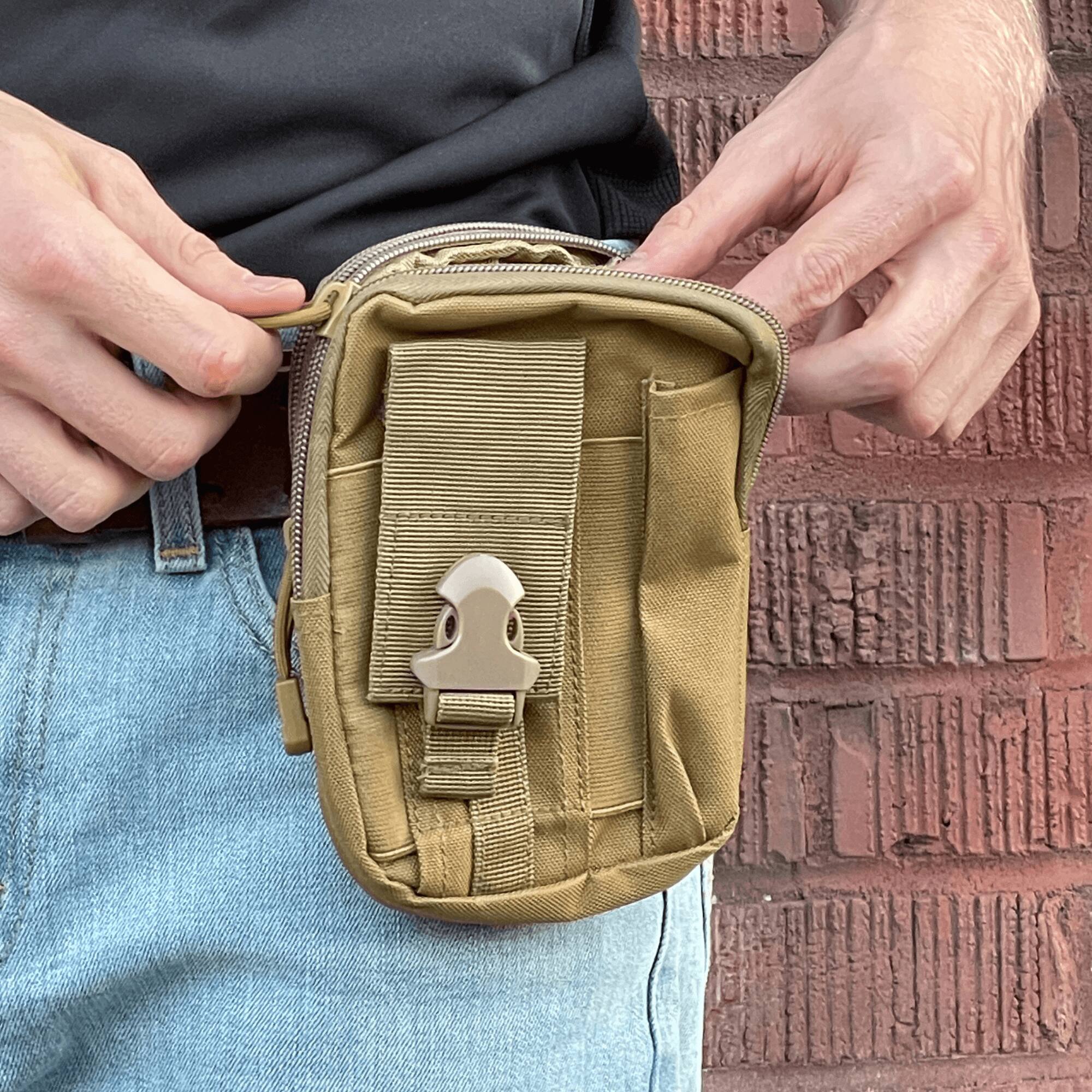 Alt View 3. JupiterGear - Tactical MOLLE Military Pouch Waist Bag for Hiking, Running and Outdoor Activities - Khaki.