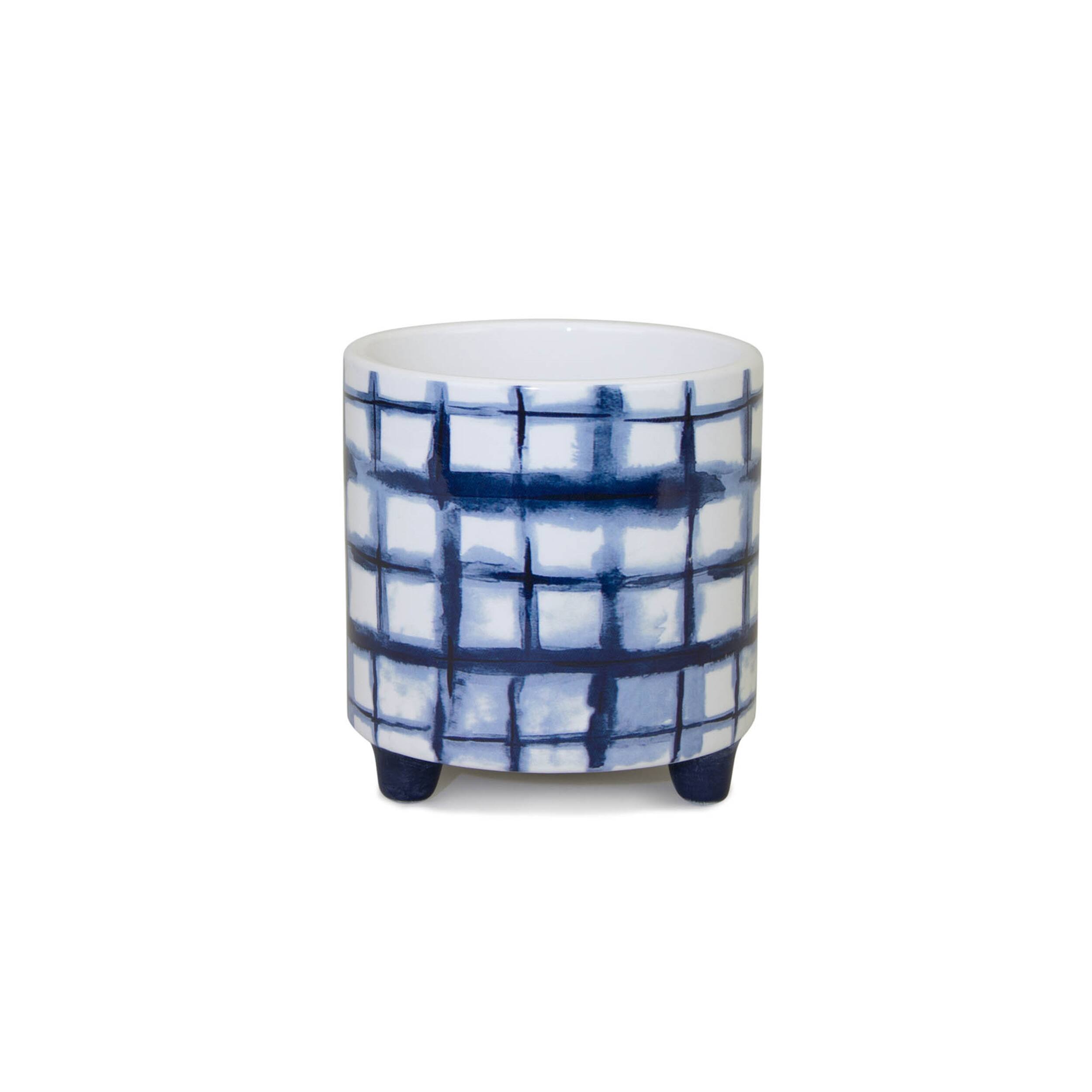 Alt View 1. BreeBe - Tie-Dye Design Footed Planter (Set of 2) - Blue, White.