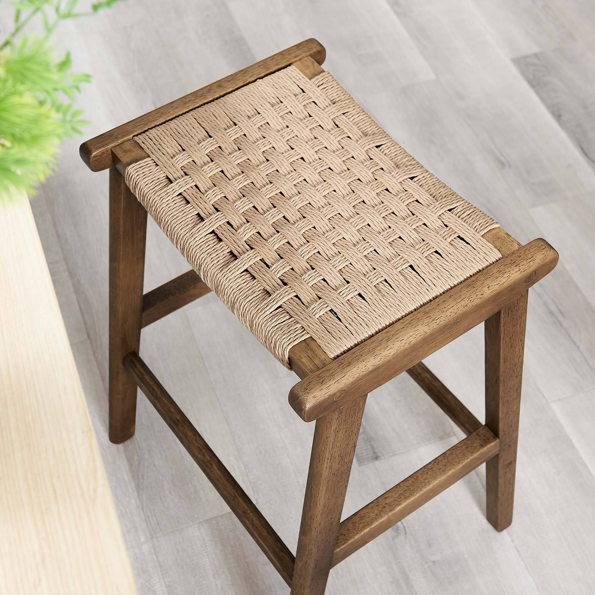 Alt View 6. Modway - Saoirse Woven Rope Wood Counter Stool Set of 2 by Modway - 0.