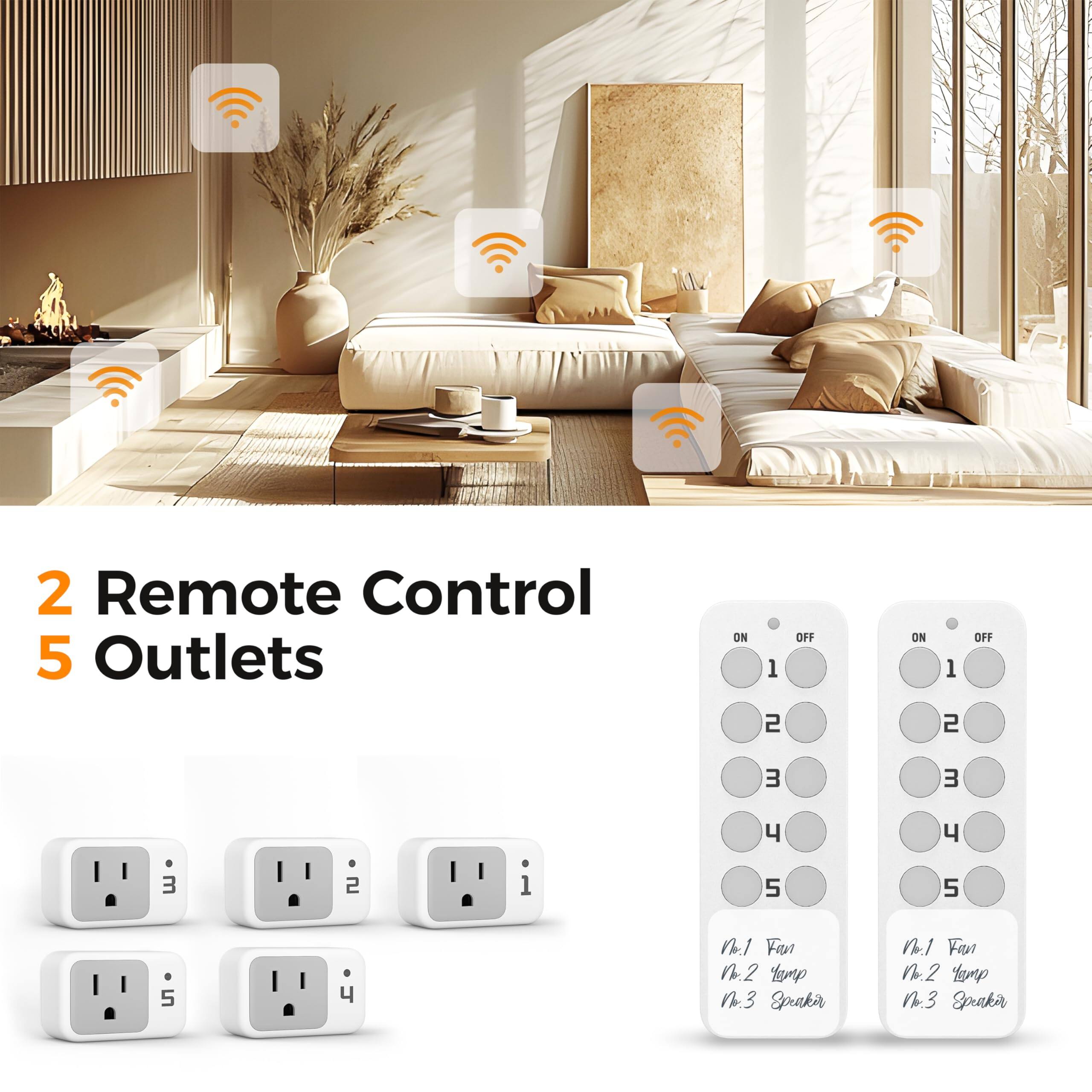 2 Remote Control  
5 Outlets  

n1 Fan  
n2 Ymp  
n3 Sprakir  

r1 Far  
1.2 hamp  
n3 Spakir