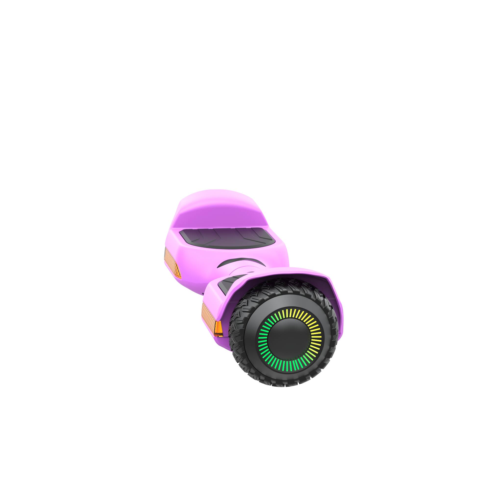 Left. MIHOVER - 250W*2 All-Terrain Hoverboard for Kids, 37V 2Ah Battery, 6.2 MPH, Bluetooth, 220 lb Capacity, UL2272 - Pink.