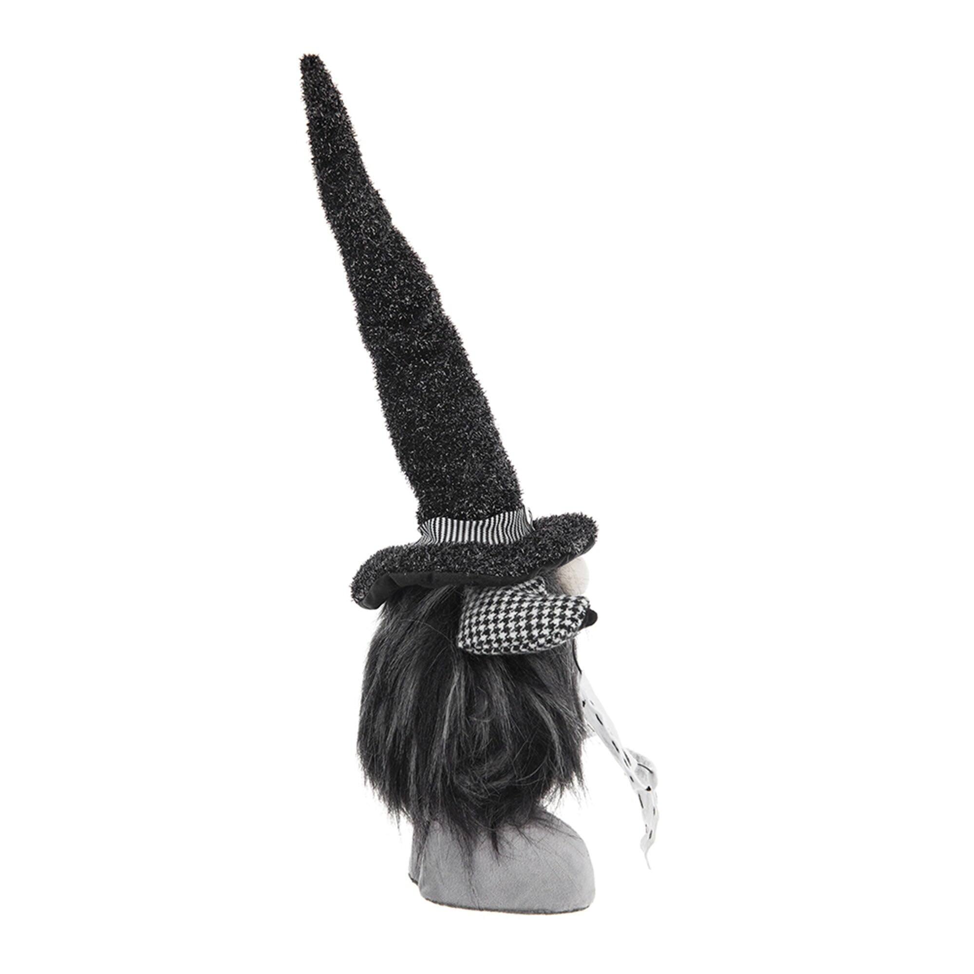 Alt View 5. Boyel Living - 20 inch Black Fabric Halloween Gnome with Boo Banner - Black White.