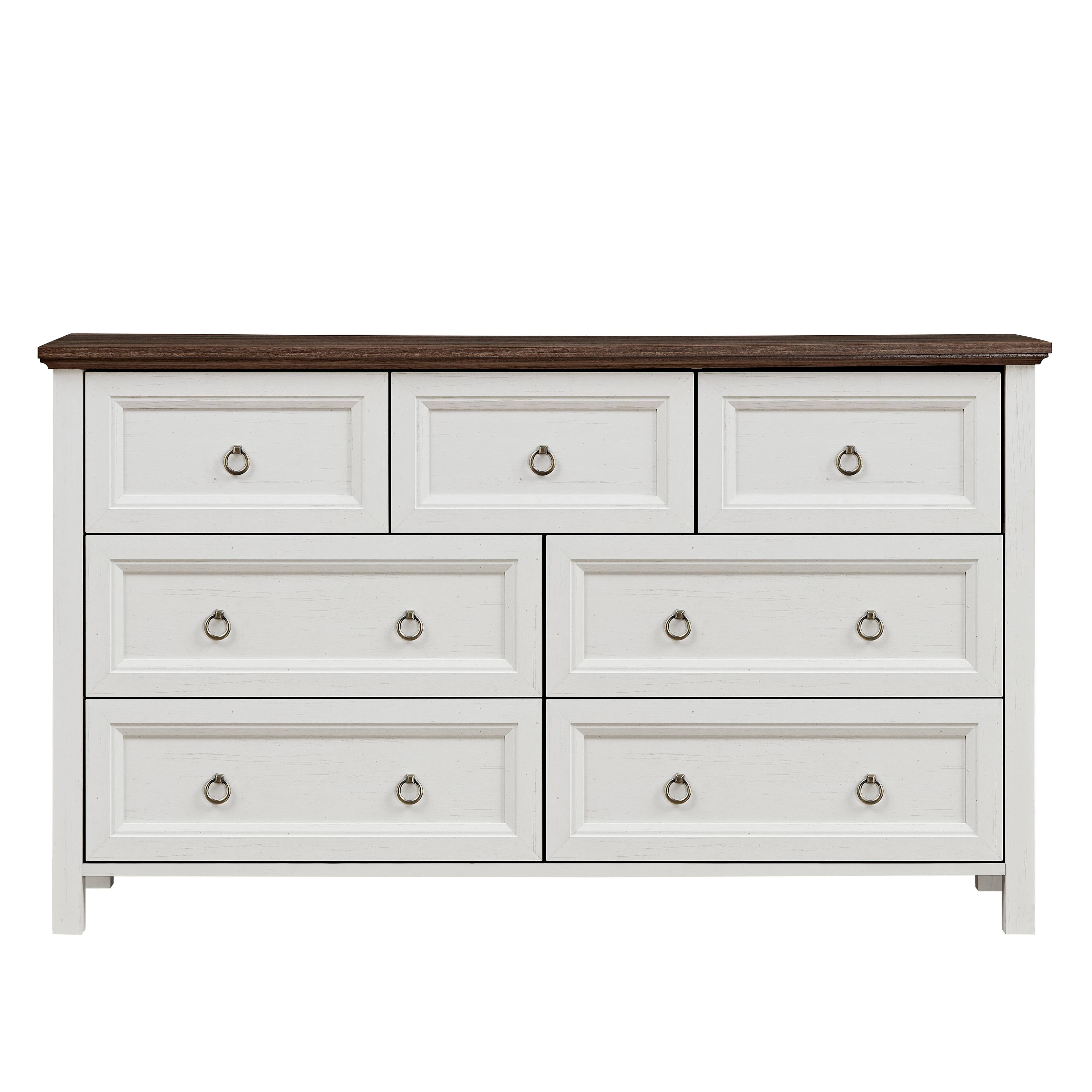 Alt View 1. Boyel Living - Farmhouse 7 Drawers Dresser for Bedroom, Wood Rustic Dresser Tv Stand, Storage Dressers Organizer for Bedroom - White.
