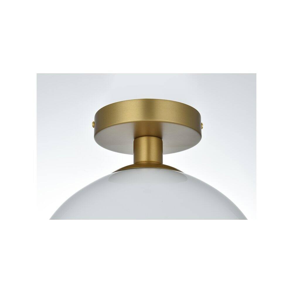 Alt View 2. Living District - Baxter 10 Inch Flush Mount Ceiling Light Frosted White Shade in Satin Gold - Satin Gold And Frosted White.