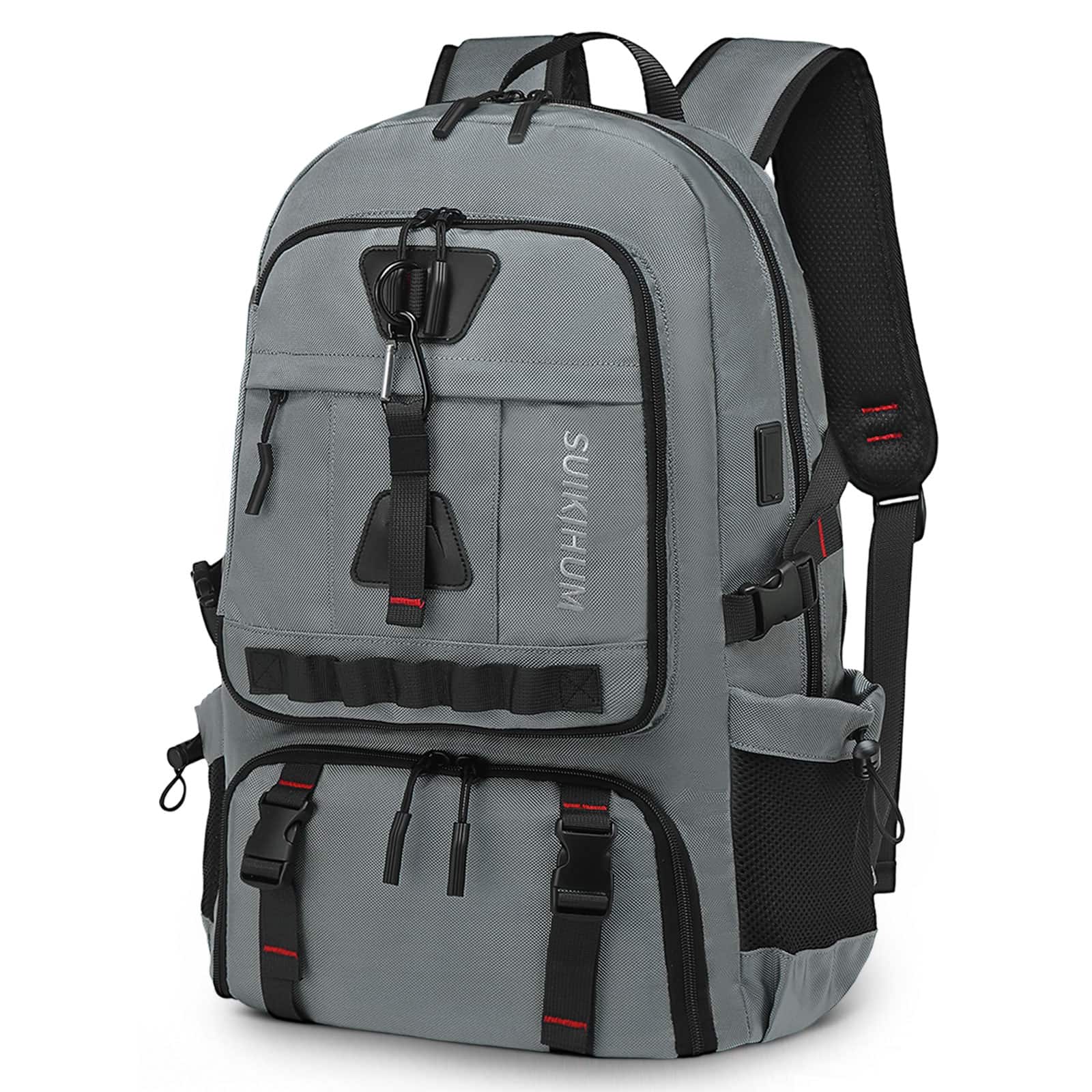 Unique Bargains - 35L Travel Backpack with Shoe Compartment, TSA Approved Carry On, Fits 18" Laptop, Water-Resistant - Gray
