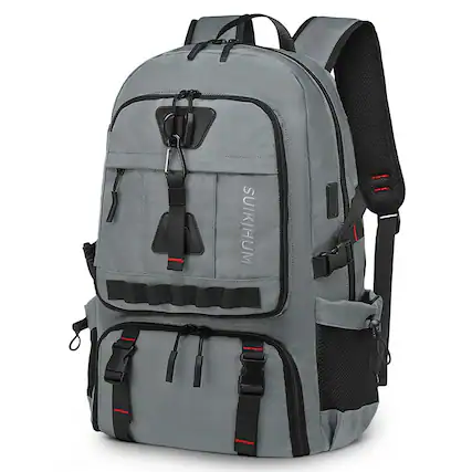 Front. Unique Bargains - 35L Travel Backpack with Shoe Compartment, TSA Approved Carry On, Fits 18" Laptop, Water-Resistant - Grey.