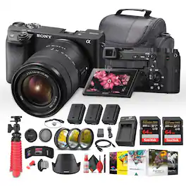Sony - a6400 Mirrorless Camera w 18-135mm Lens w Real-Time Eye Auto Focus Bundle w essential (International Version)