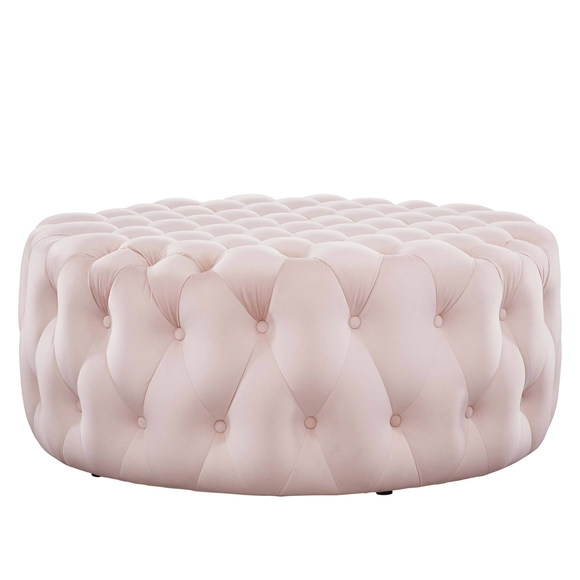 Alt View 1. Modway - Amour Tufted Button Large Round Performance Velvet Ottoman by Modway - EEI-5469-PNK.