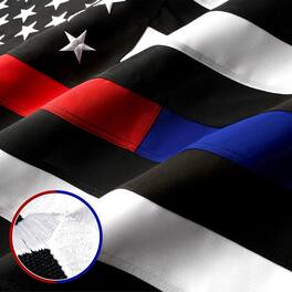 G128 - Thin Blue Line and Thin Red Line 4x6 ft Heavy-Duty 220GSM Spun Polyester American Flag with Brass Grommets - Assorted Colors