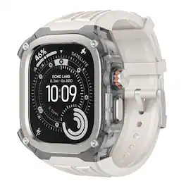 Dteck - Shockproof Integrated Rubber Band+ Rugged Case For Apple Watch Ultra 3/Ultra2/Ultra 1 49mm Silicone Sport Band - Titaniumstarlight