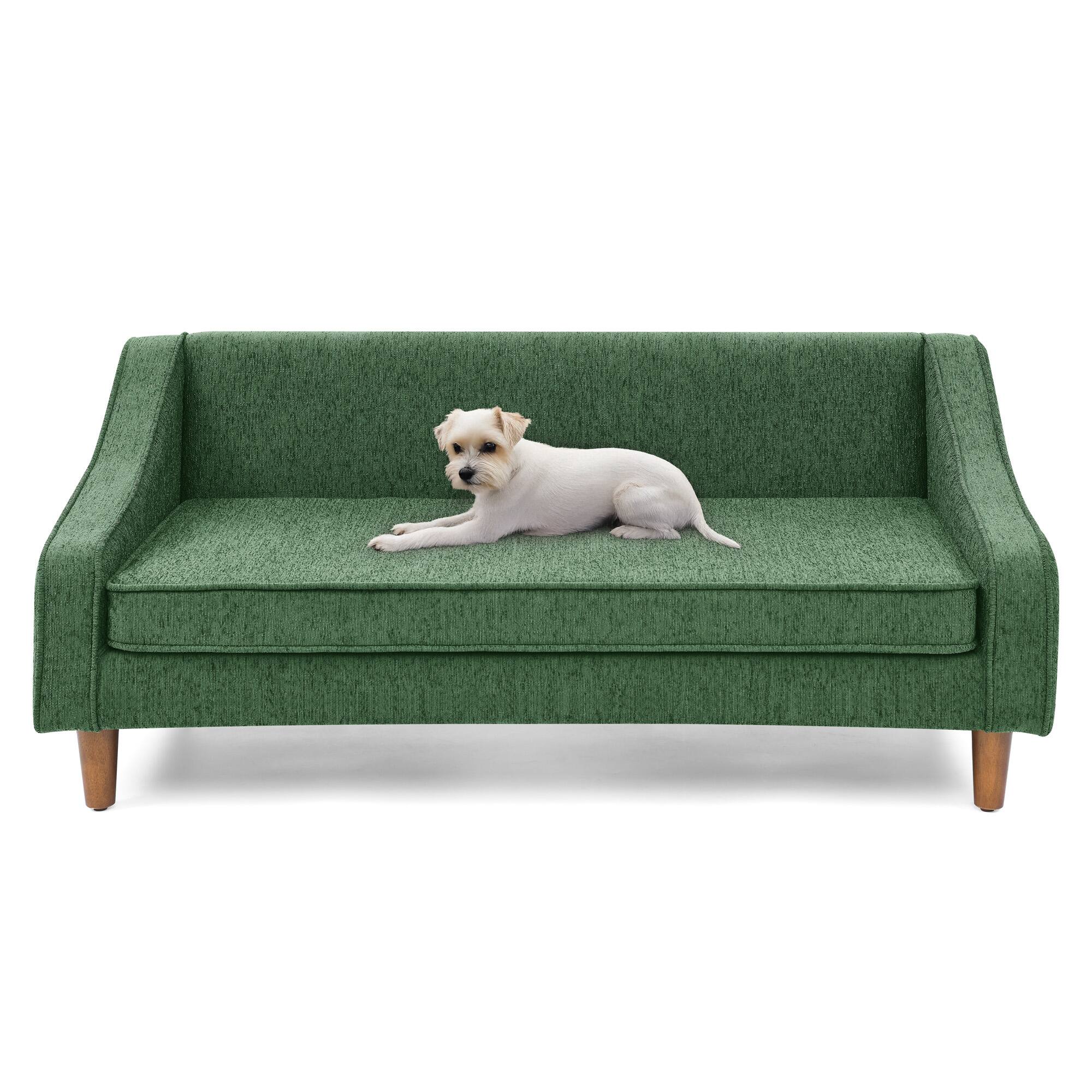 Alt View 2. APRILSOUL - Durable Elevated Dog Sofa Bed Pet sofa with modern irregular armrest design Comfortable soft dog sofa Green - Green.