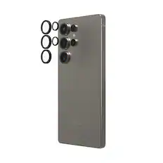 Angle. ZAGG - InvisibleShield Glass Elite Anti-Reflective Lens Protector for Samsung Galaxy S25 Ultra - Black.