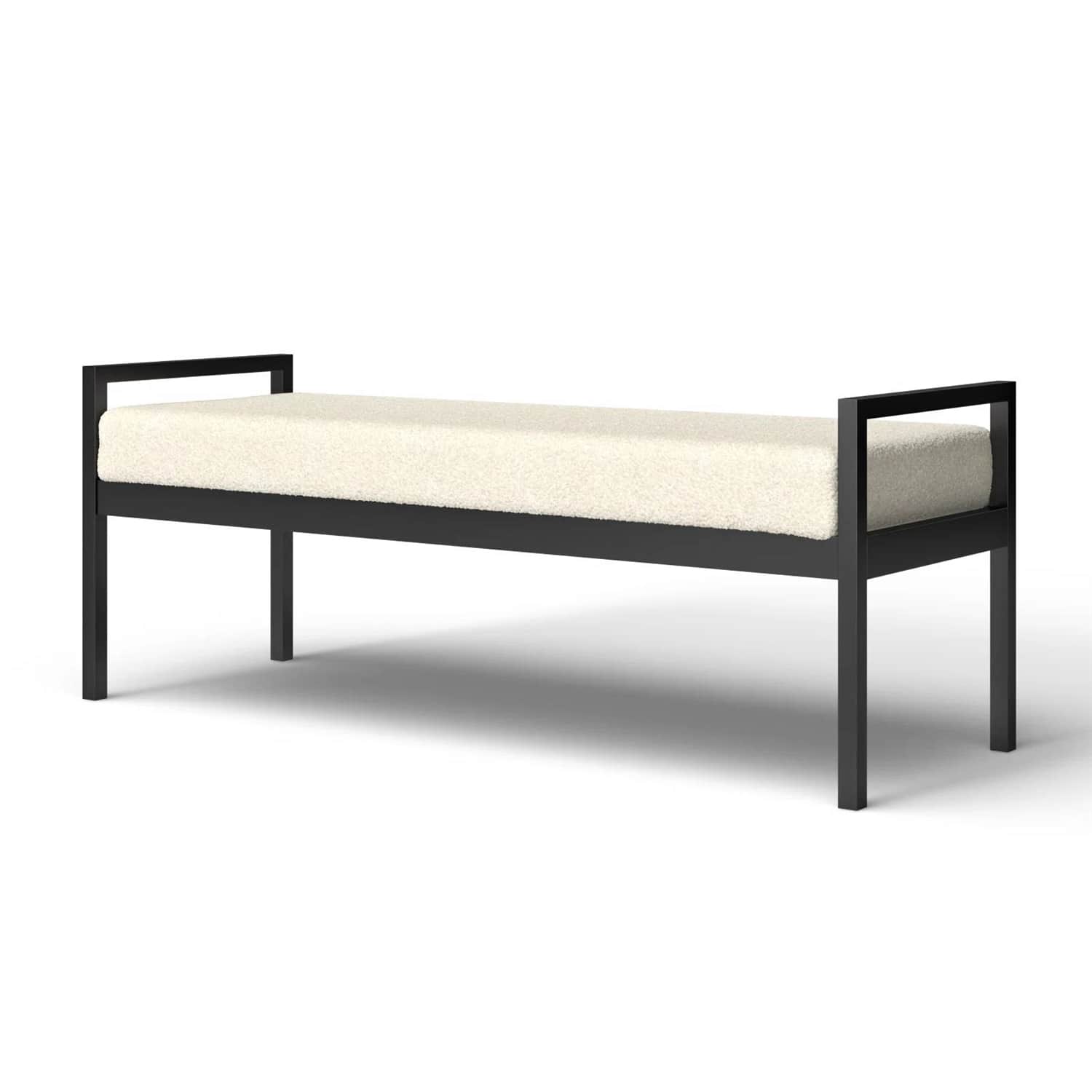 SlickBlue - Modern Industrial Bed Bench with Metal Frame and Velvet Cushion - Cream
