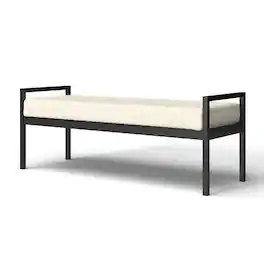 SlickBlue - Modern Industrial Bed Bench with Metal Frame and Velvet Cushion - Cream