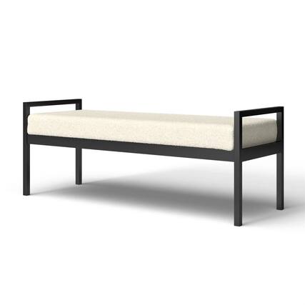Front. Hivvago - Modern Industrial Bed Bench with Metal Frame and Upholstered Cushion - black.