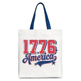 OrnamentallyYou - 1777 America Vintage Tote Bag, Patriotic Retro USA Freedom 4th of July Gift Shopper - White Navy