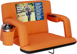 Alpcour - Reclining Stadium Seat - Foldable Bleacher Chair with Thick Padding and Wide Back Support - X-Wide - Orange