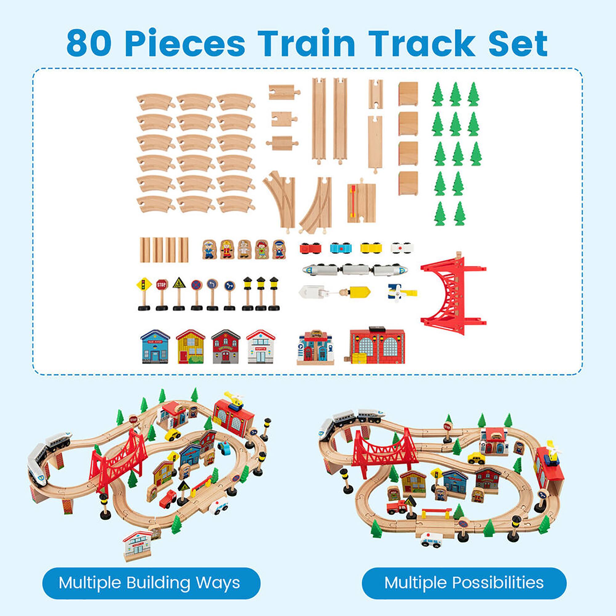 80 Pieces Train Track Set

Multiple Building Ways

Multiple Possibilities