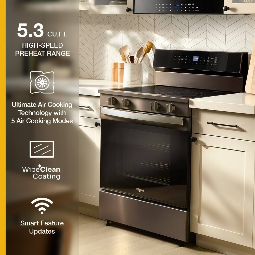 5.3 CU.FT.  
HIGH-SPEED PREHEAT RANGE  

Ultimate Air Cooking Technology with 5 Air Cooking Modes  

WipeClean Coating  

Smart Feature Updates
