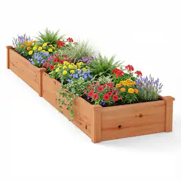 Costway - 1 PCS Wooden Raised Garden Bed Outdoor Wood Planter Box for Vegetables Flowers Fruit - Orange