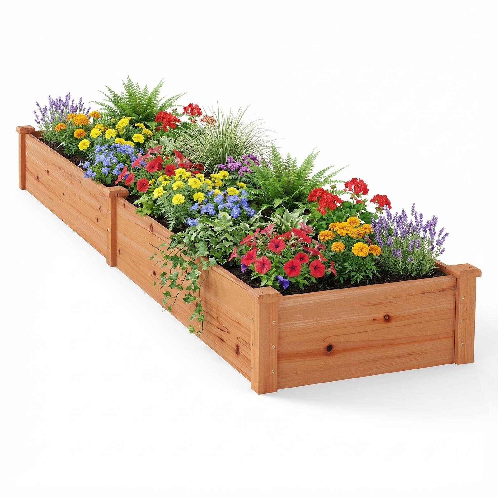 Front. Costway - Costway 1 PCS Wooden Raised Garden Bed Outdoor Wood Planter Box for Vegetables Flowers Fruit - Orange.