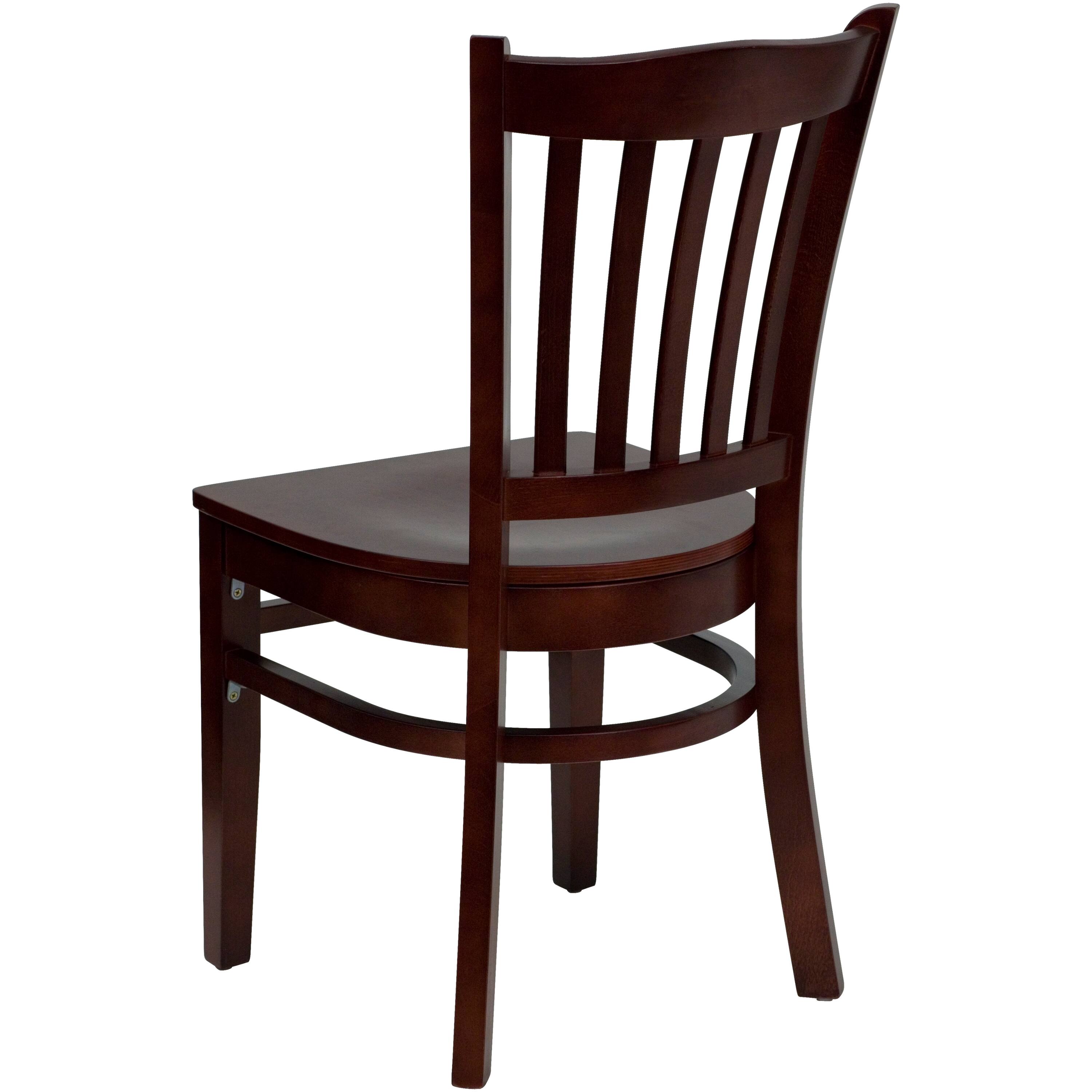 Alt View 3. Emma + Oliver - Vertical Slat Back Wooden Restaurant Dining Chair - Mahogany Wood Seat/Mahogany Wood Frame.