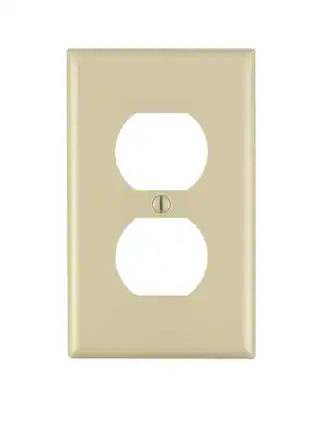 Front. Leviton - Leviton Ivory 1 gang Nylon Duplex Wall Plate 1 pk (Case of 20) - Ivory.