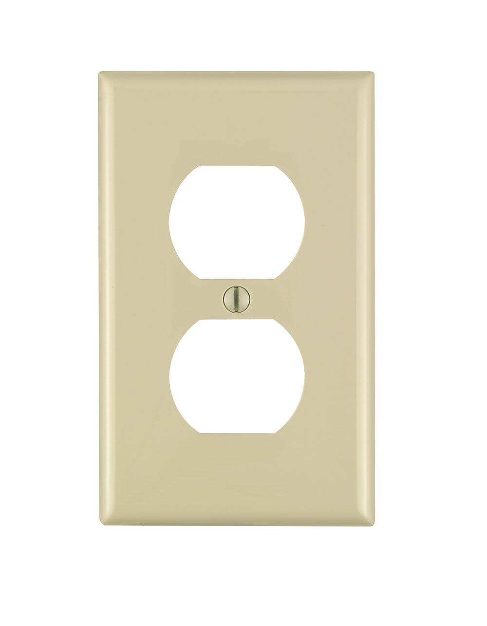 Front. Leviton - Leviton Ivory 1 gang Nylon Duplex Wall Plate 1 pk (Case of 20) - Ivory.