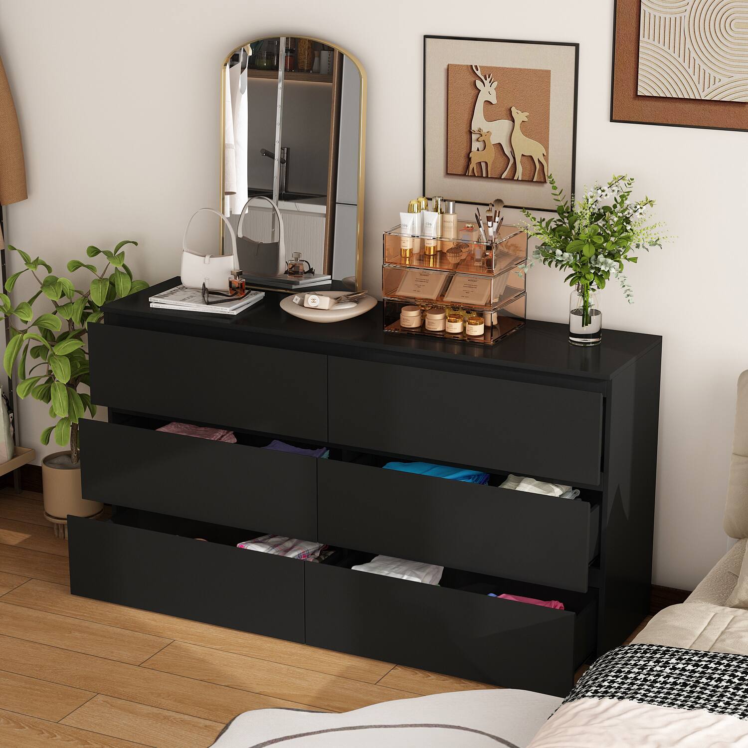 Alt View 10. FUFU & GAGA - FUFU&GAGA 6 - Drawer Horizontal Dresser – Black, Multi - Room Storage Solution - Black.